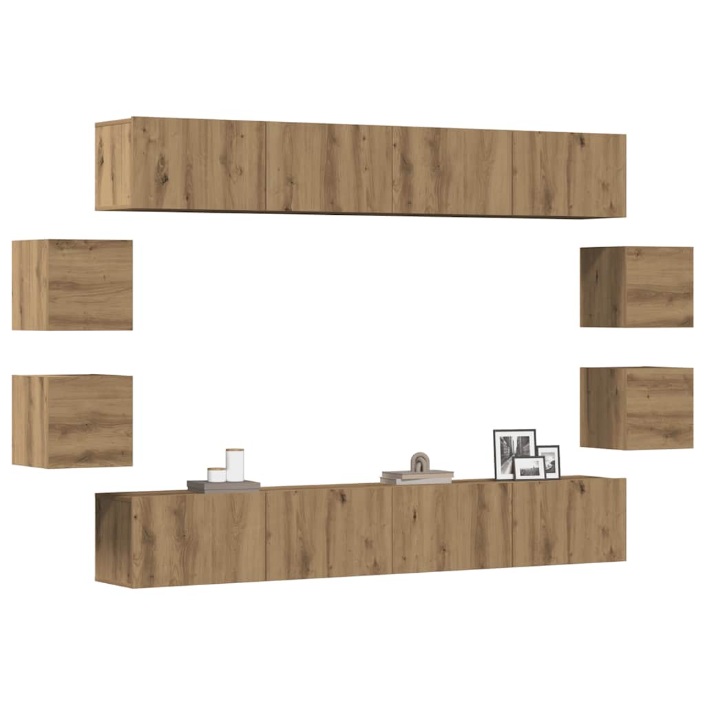 Ensemble de meuble TV mural 8 pcs chêne artisanal - XIOS