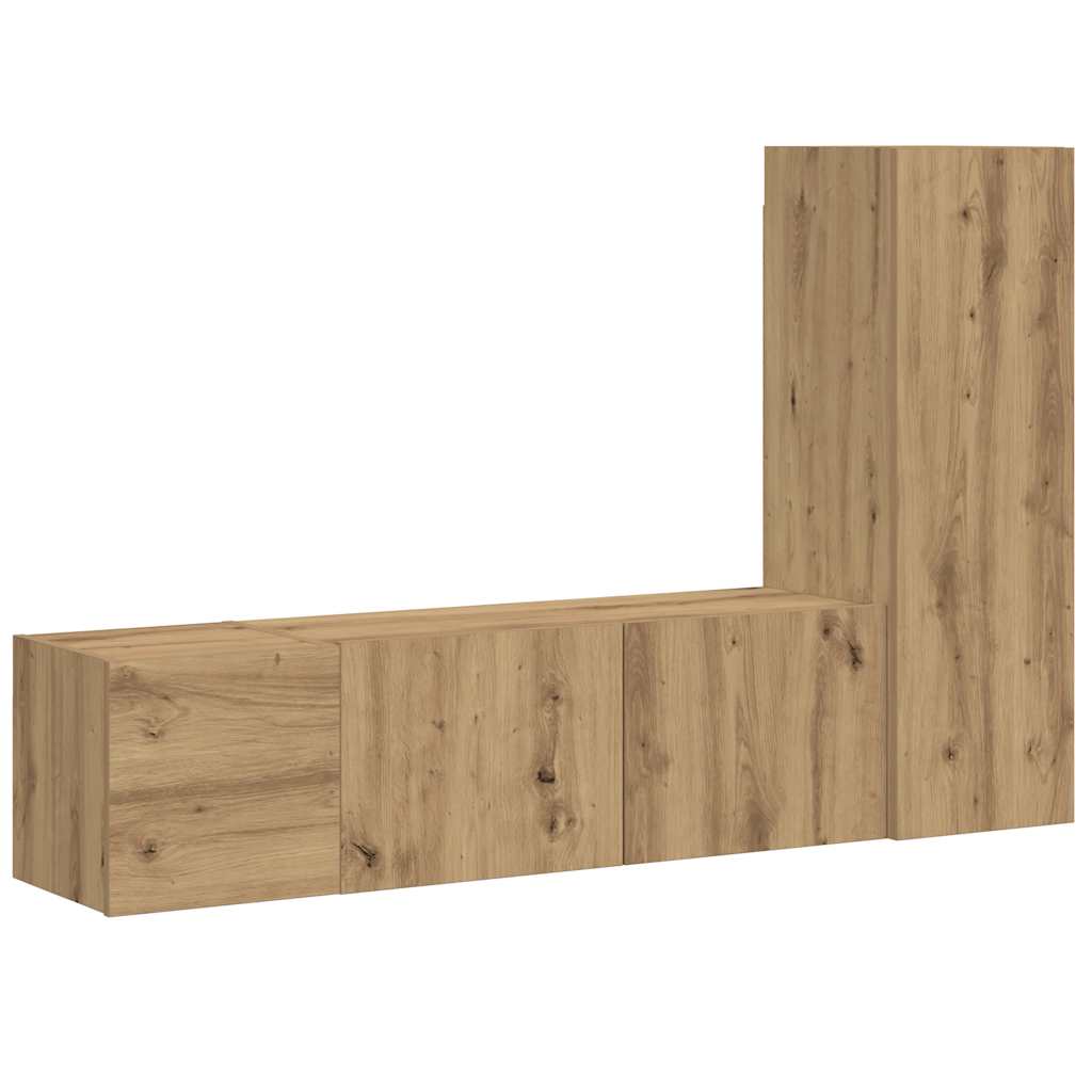 Meubles TV muraux 3 pcs chêne artisanal bois d'ingénierie - XIOS
