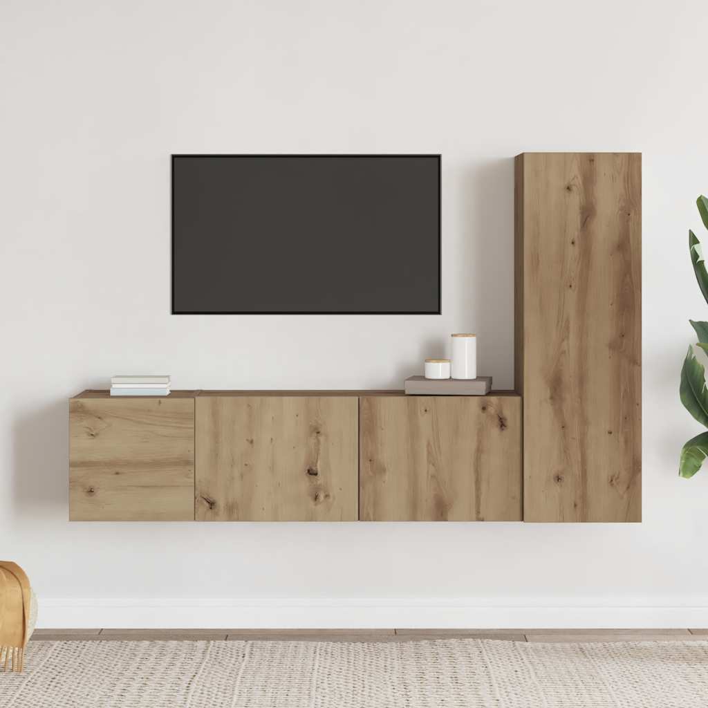 Meubles TV muraux 3 pcs chêne artisanal bois d'ingénierie - XIOS