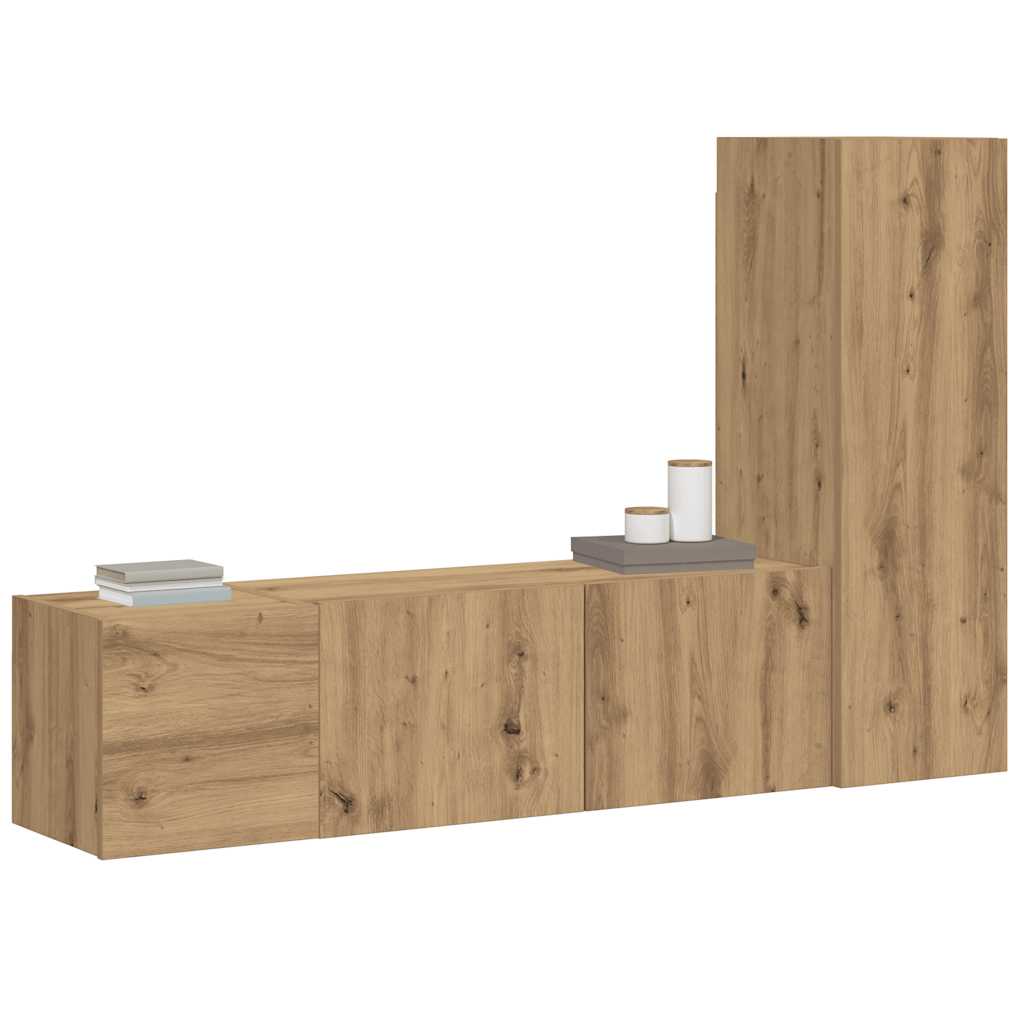 Meubles TV muraux 3 pcs chêne artisanal bois d'ingénierie - XIOS
