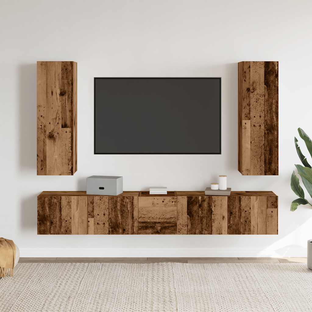 Meubles TV muraux 5 pcs vieux bois bois d'ingénierie - XIOS