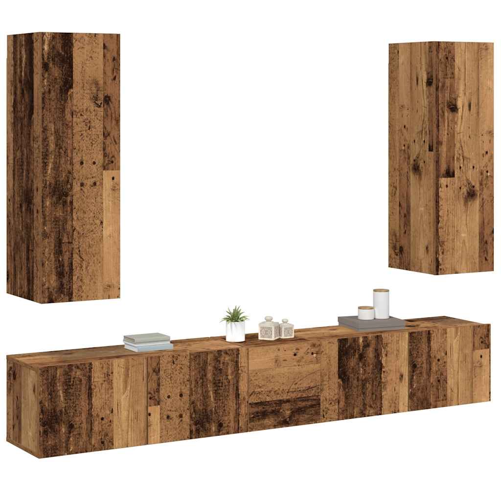 Meubles TV muraux 5 pcs vieux bois bois d'ingénierie
