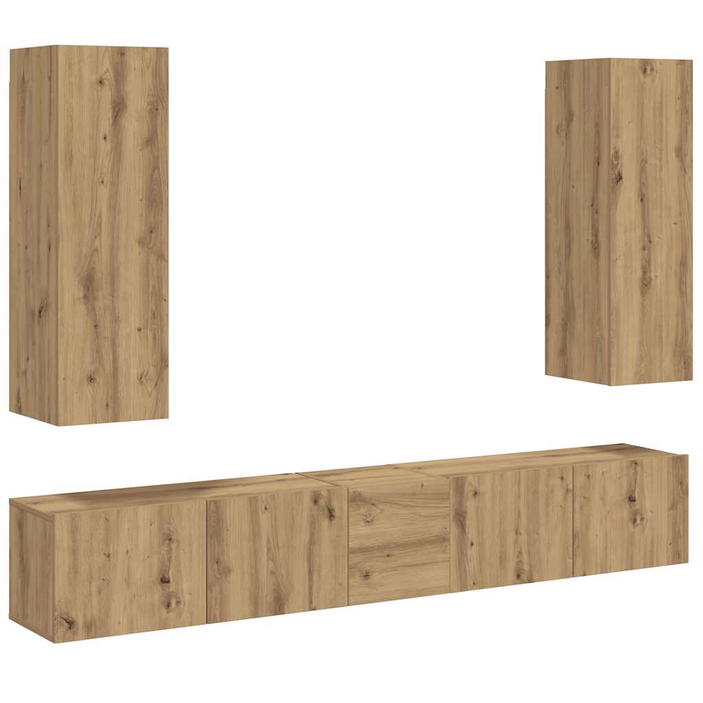 Meubles TV muraux 5 pcs chêne artisanal bois d'ingénierie - XIOS
