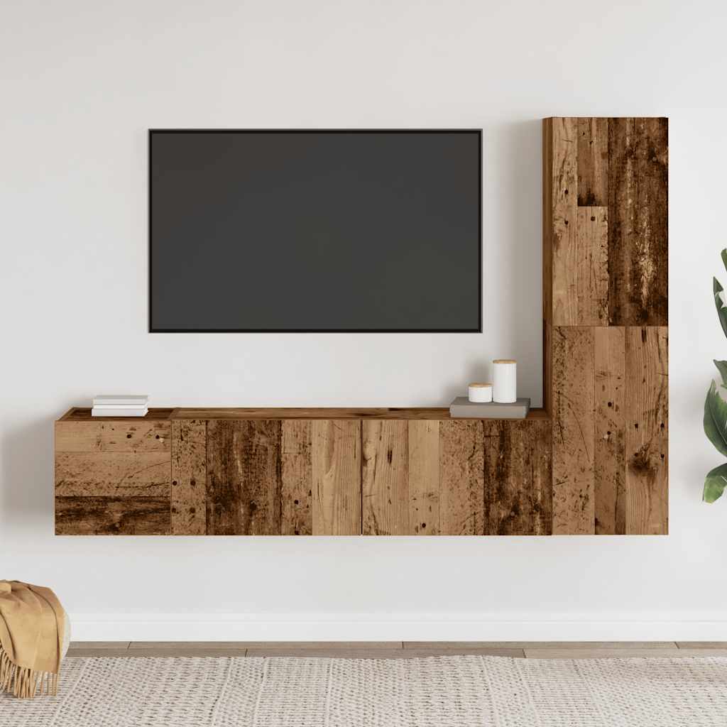 Meubles TV muraux 3 pcs vieux bois bois d'ingénierie - XIOS