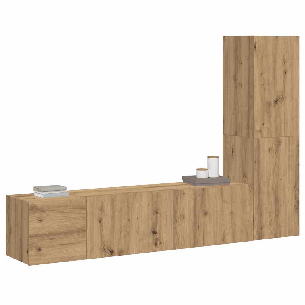Meubles TV muraux 3 pcs chêne artisanal bois d'ingénierie - XIOS