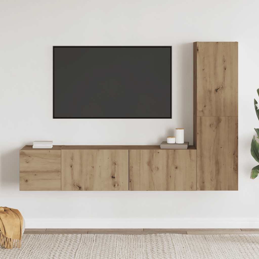 Meubles TV muraux 3 pcs chêne artisanal bois d'ingénierie - XIOS