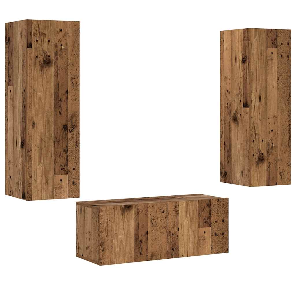 Meubles TV muraux 3 pcs vieux bois bois d'ingénierie - XIOS