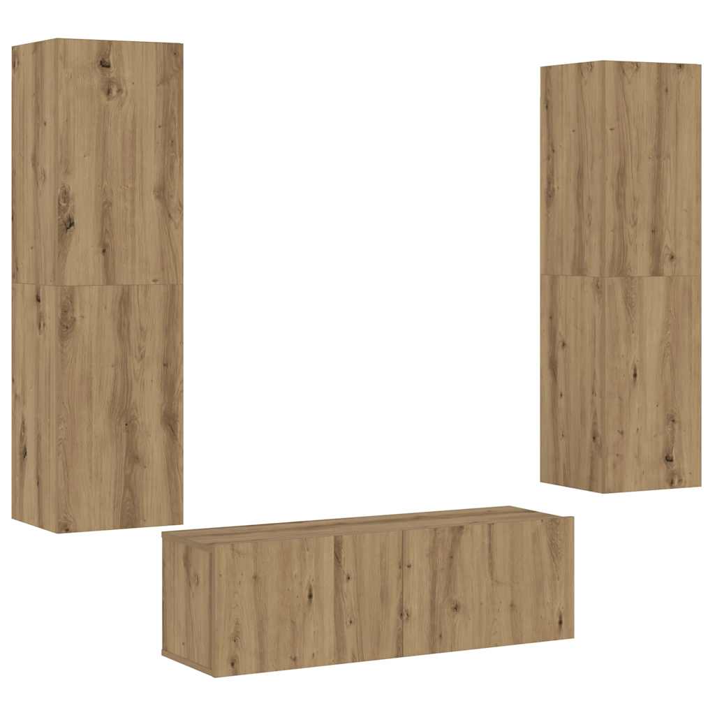 Meubles TV muraux 3 pcs chêne artisanal bois d'ingénierie - XIOS