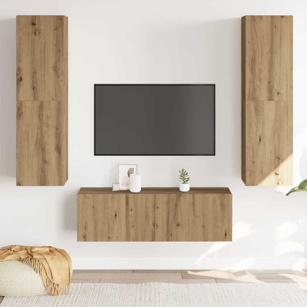 Meubles TV muraux 3 pcs chêne artisanal bois d'ingénierie - XIOS