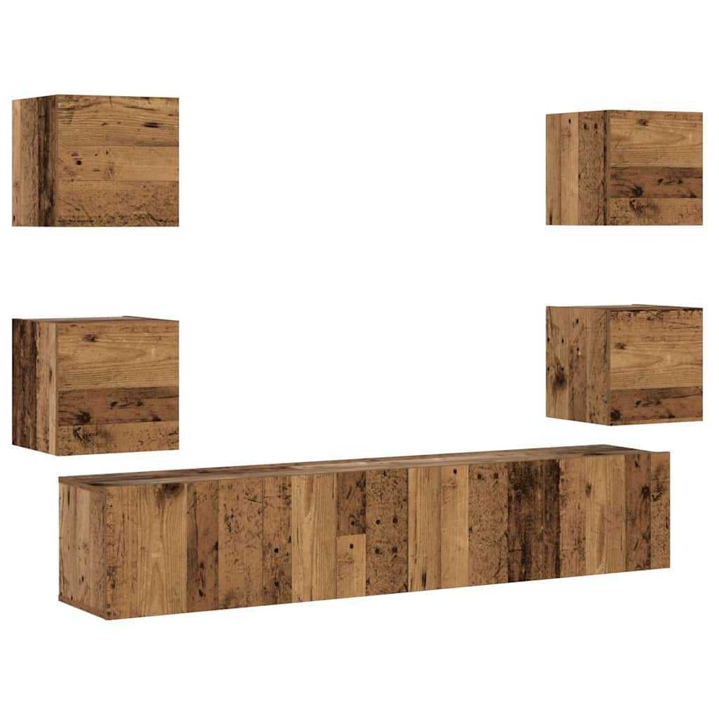 Meubles TV muraux 6 pcs vieux bois bois d'ingénierie - XIOS