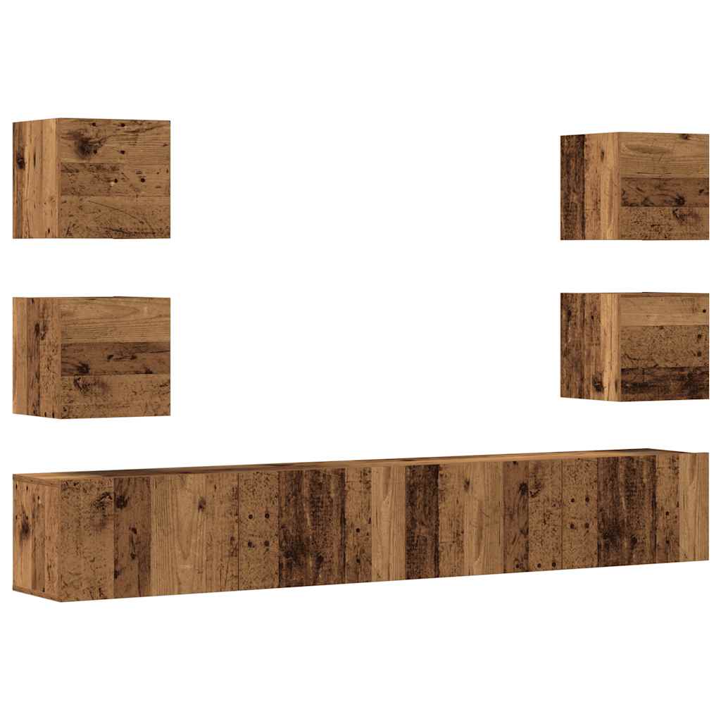 Meubles TV muraux 6 pcs vieux bois bois d'ingénierie - XIOS