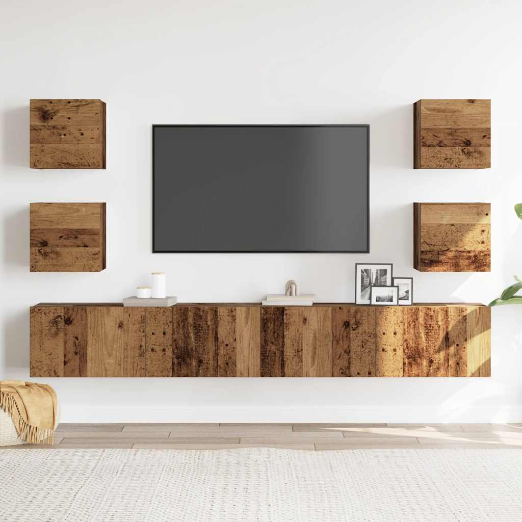 Meubles TV muraux 6 pcs vieux bois bois d'ingénierie - XIOS