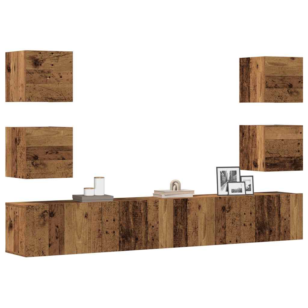 Meubles TV muraux 6 pcs vieux bois bois d'ingénierie - XIOS