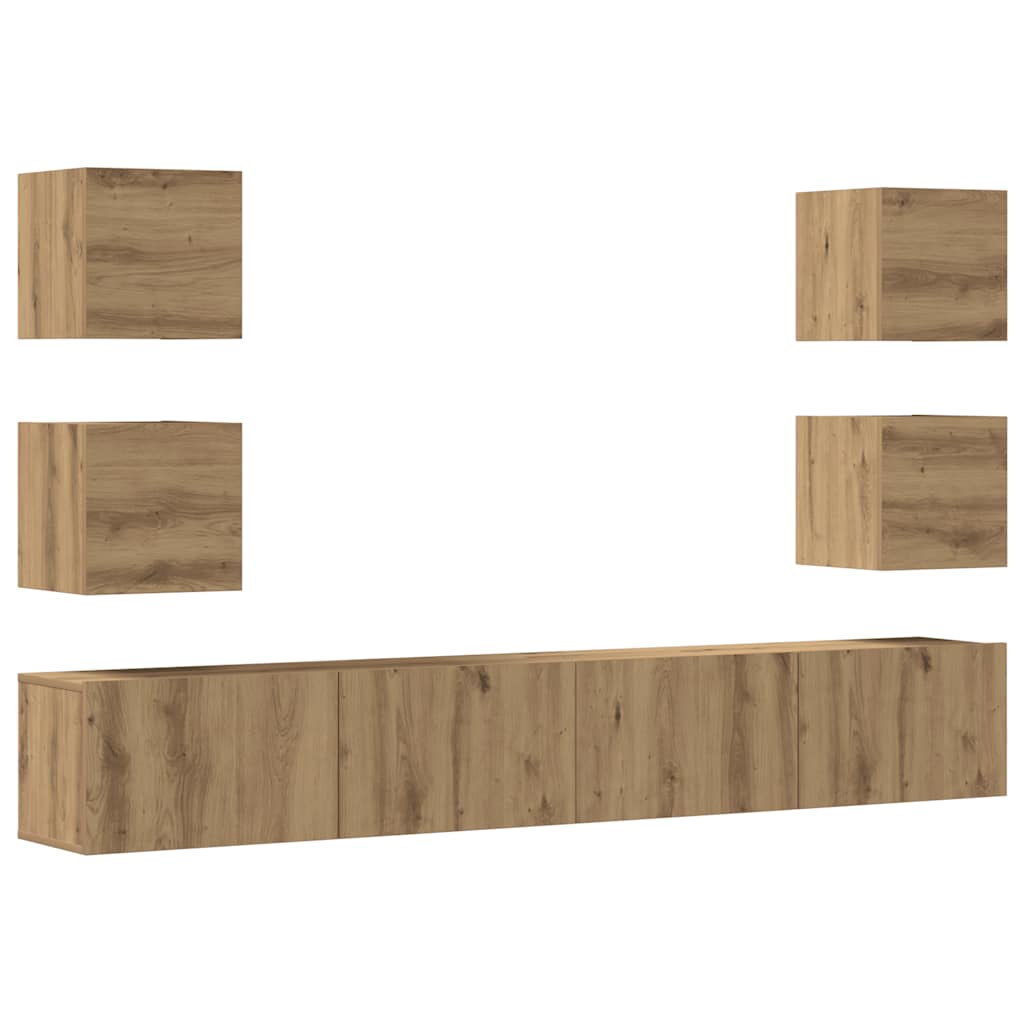 Meubles TV muraux 6 pcs chêne artisanal bois d'ingénierie - XIOS