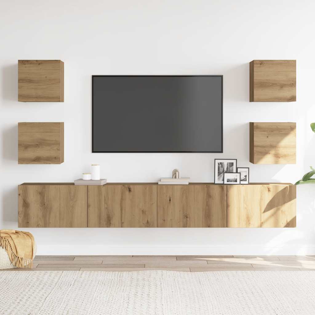 Meubles TV muraux 6 pcs chêne artisanal bois d'ingénierie - XIOS
