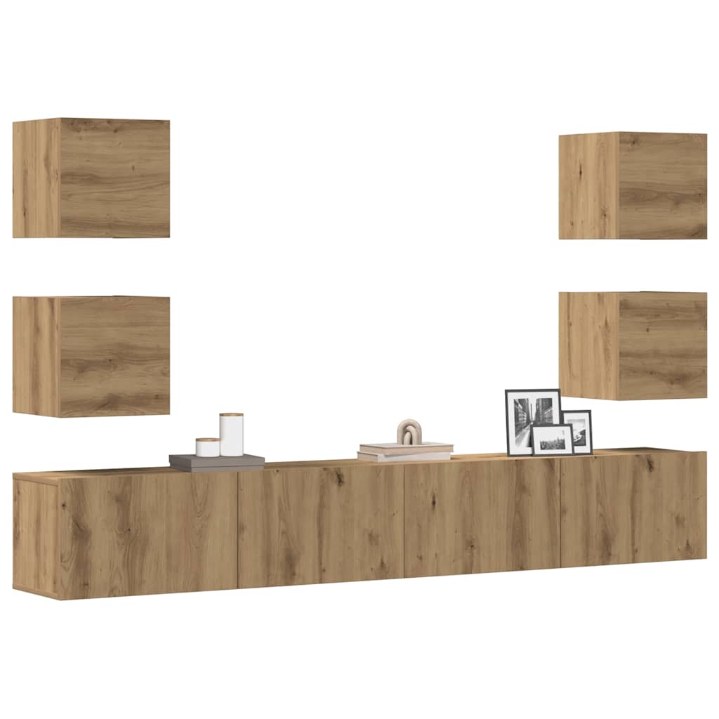 Meubles TV muraux 6 pcs chêne artisanal bois d'ingénierie - XIOS