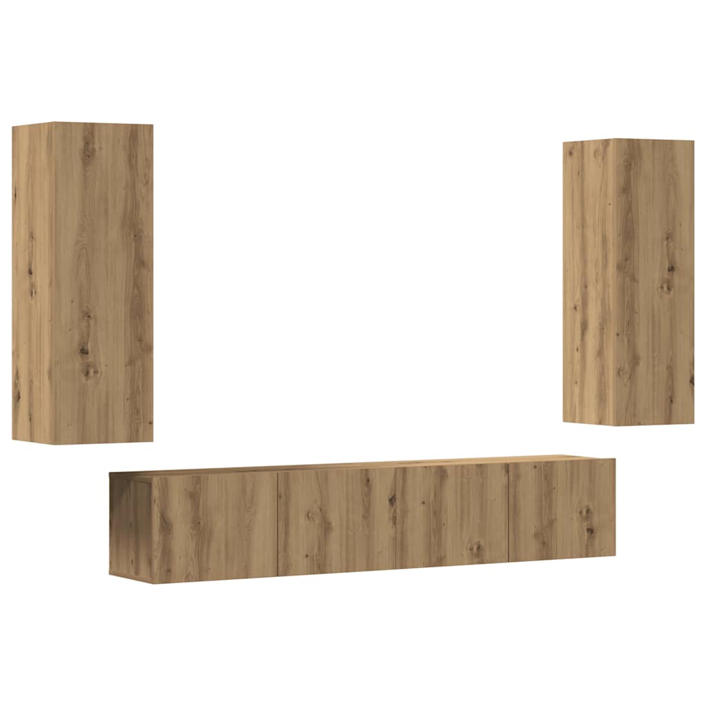 Meubles TV muraux 4 pcs chêne artisanal bois d'ingénierie - XIOS