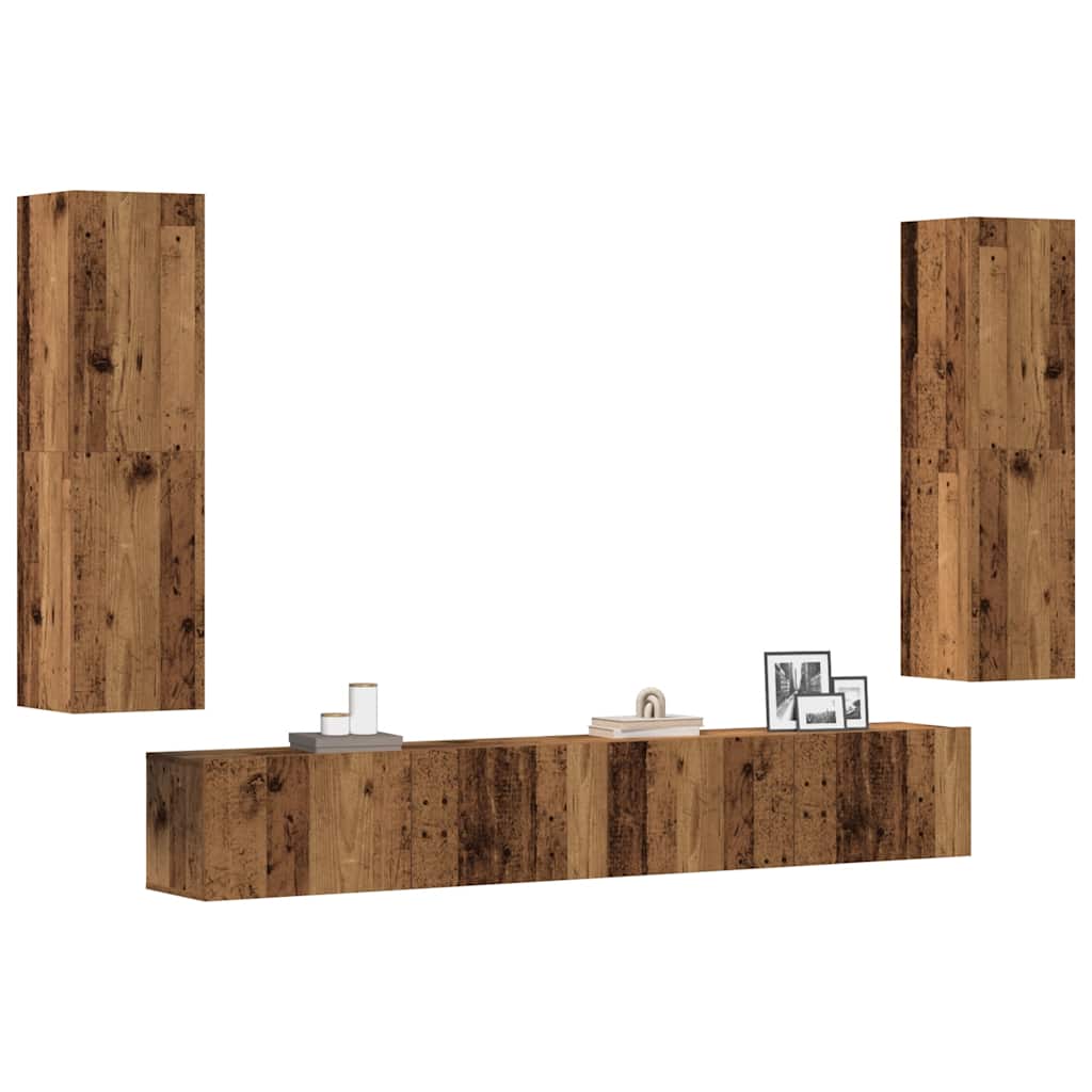Meubles TV muraux 4 pcs vieux bois bois d'ingénierie - XIOS