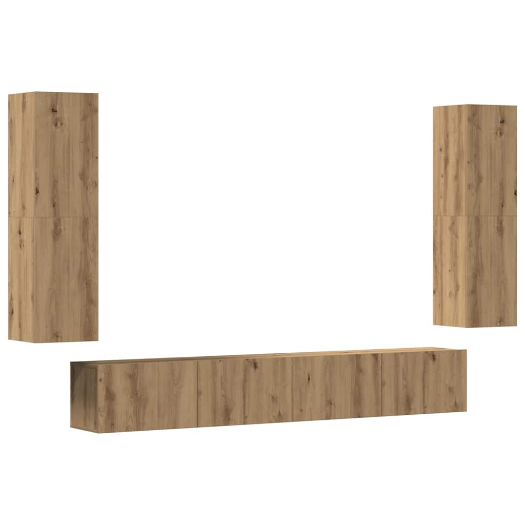 Meubles TV muraux 4 pcs chêne artisanal bois d'ingénierie - XIOS