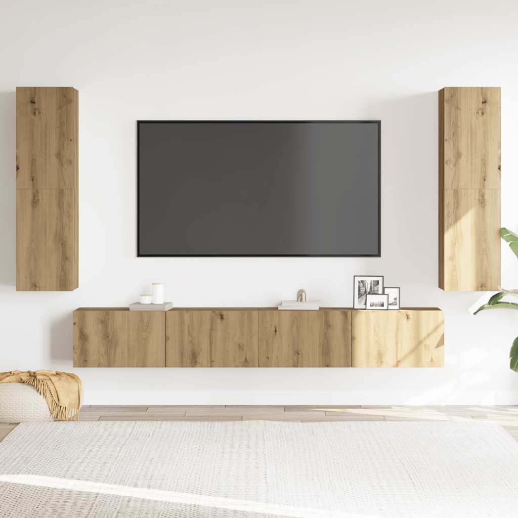 Meubles TV muraux 4 pcs chêne artisanal bois d'ingénierie - XIOS