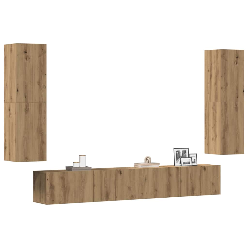 Meubles TV muraux 4 pcs chêne artisanal bois d'ingénierie - XIOS