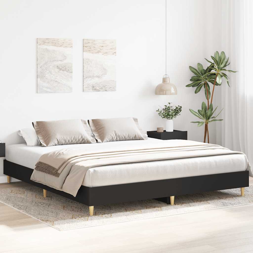 Cadre de lit sans matelas noir 180x200 cm bois d'ingénierie - XIOS