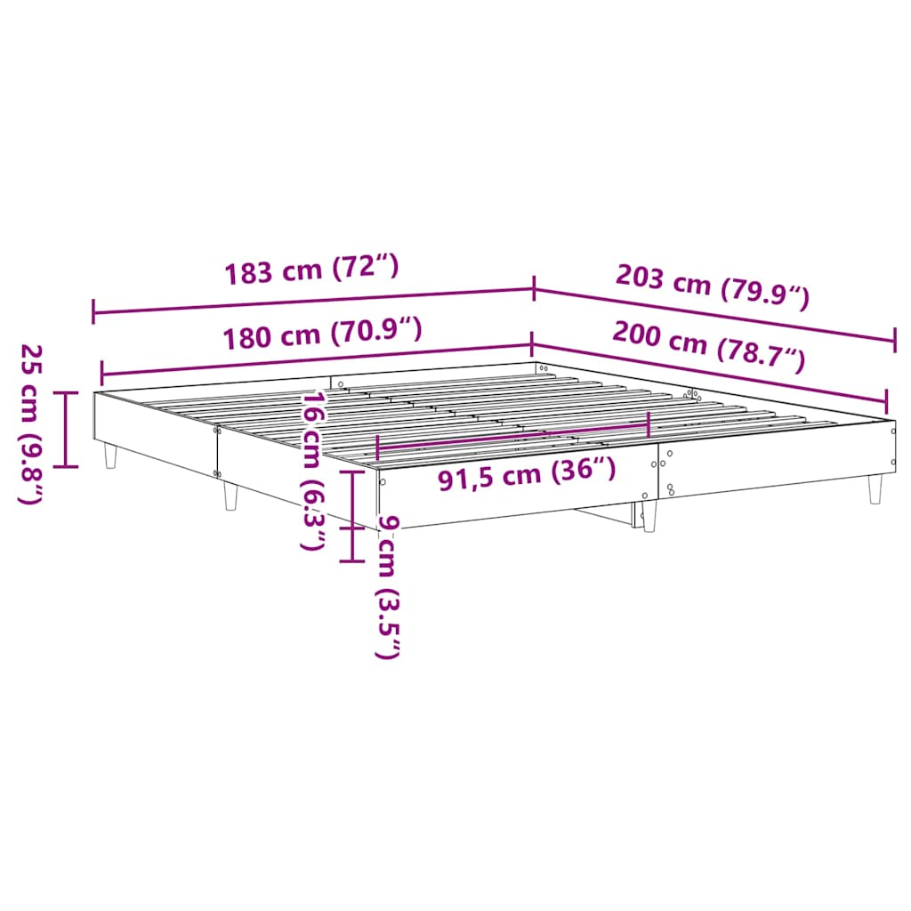 Cadre de lit sans matelas chêne sonoma 180x200 cm - XIOS