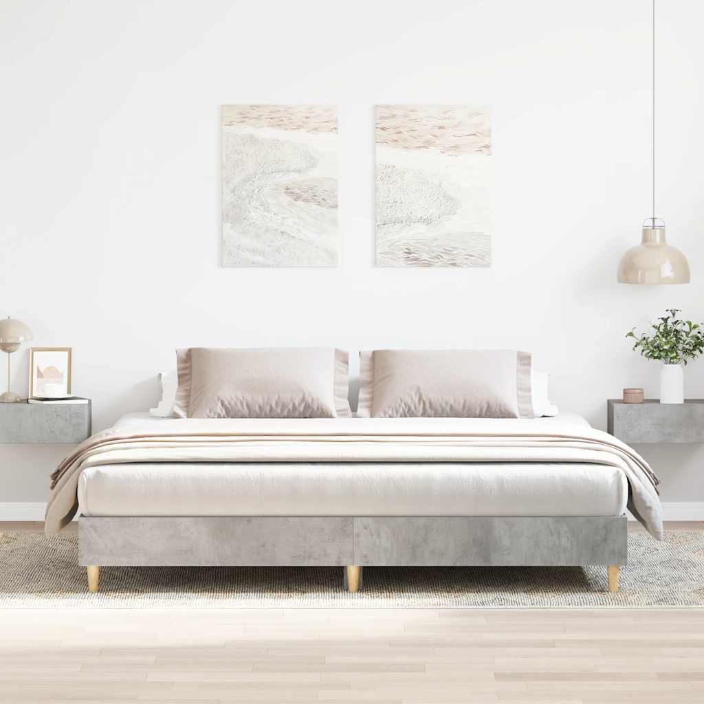 Cadre de lit sans matelas gris béton 160x200 cm bois ingénierie - XIOS