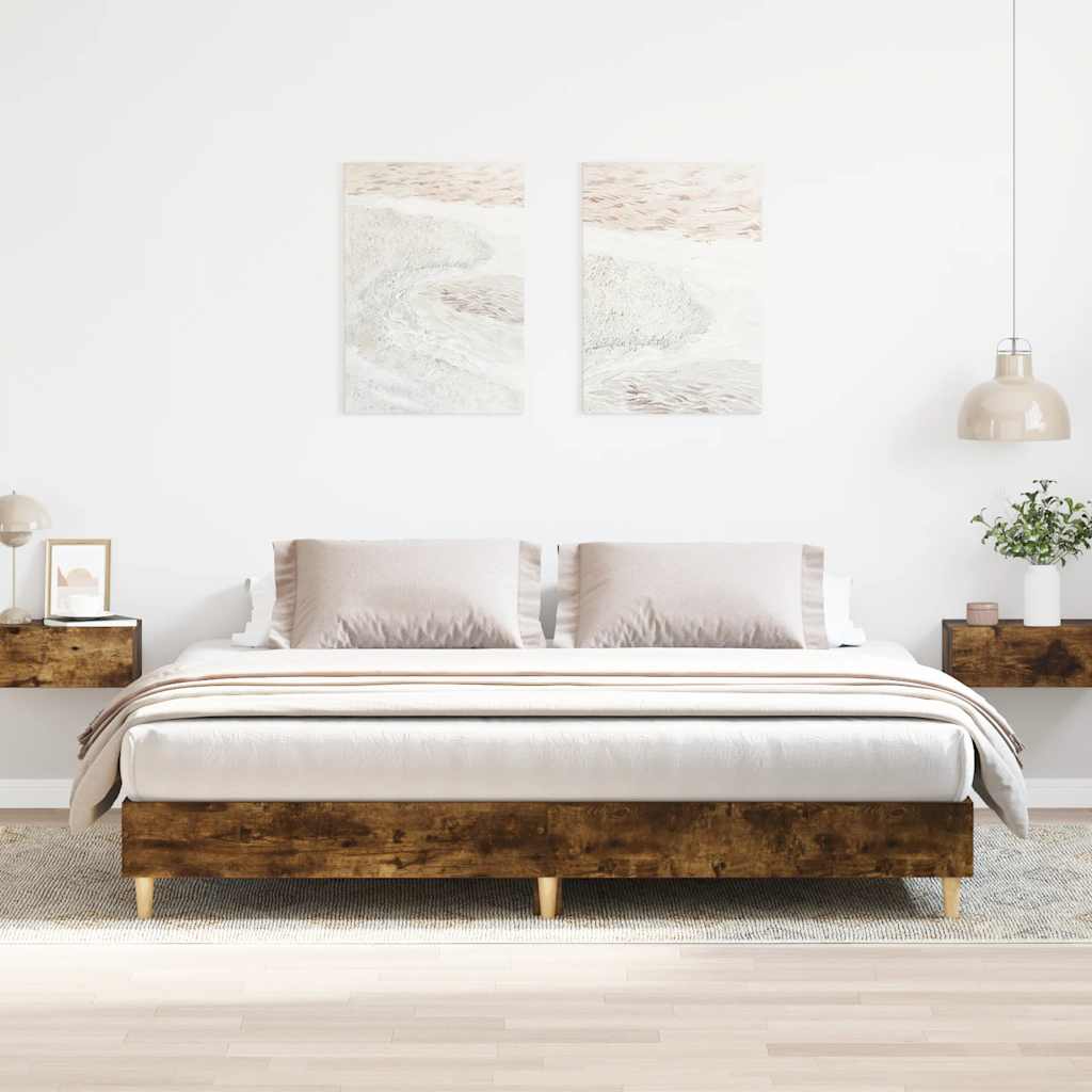 Cadre de lit sans matelas chêne fumé 160x200 cm bois ingénierie - XIOS