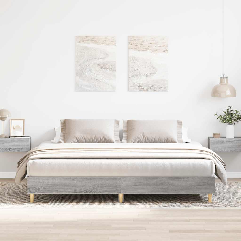 Cadre de lit sans matelas sonoma gris 160x200cm bois ingénierie - XIOS