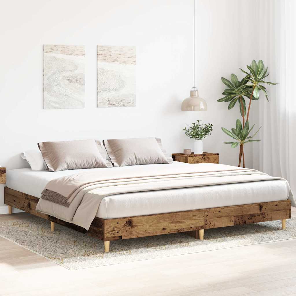 Cadre de lit sans matelas vieux bois 160x200 cm bois ingénierie - XIOS