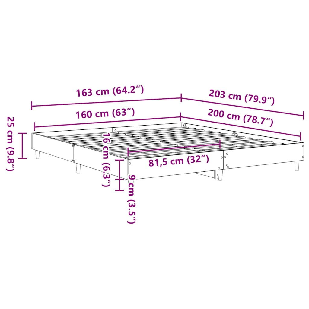 Cadre de lit sans matelas chêne artisanal 160x200 cm - XIOS