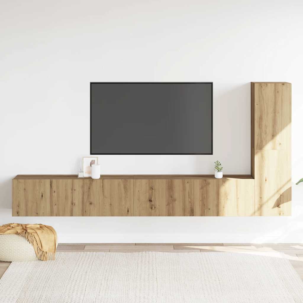 Meubles TV muraux 3 pcs chêne artisanal bois d'ingénierie - XIOS