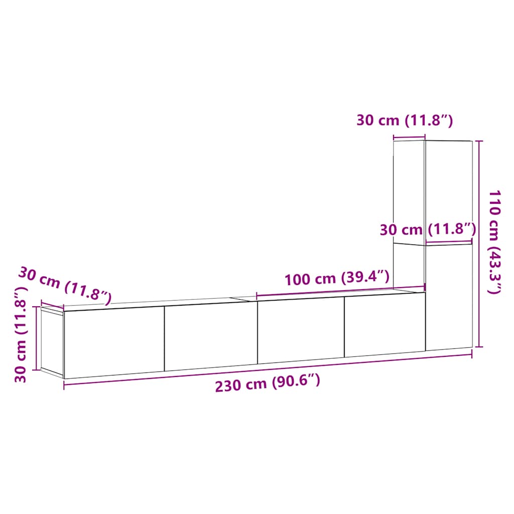 Meubles TV muraux 3 pcs chêne artisanal bois d'ingénierie - XIOS