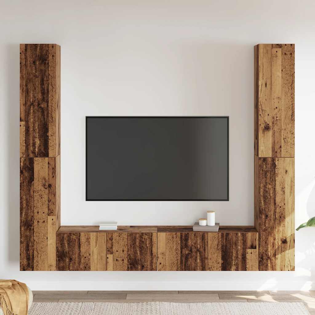 Meubles TV muraux 6 pcs vieux bois bois d'ingénierie - XIOS