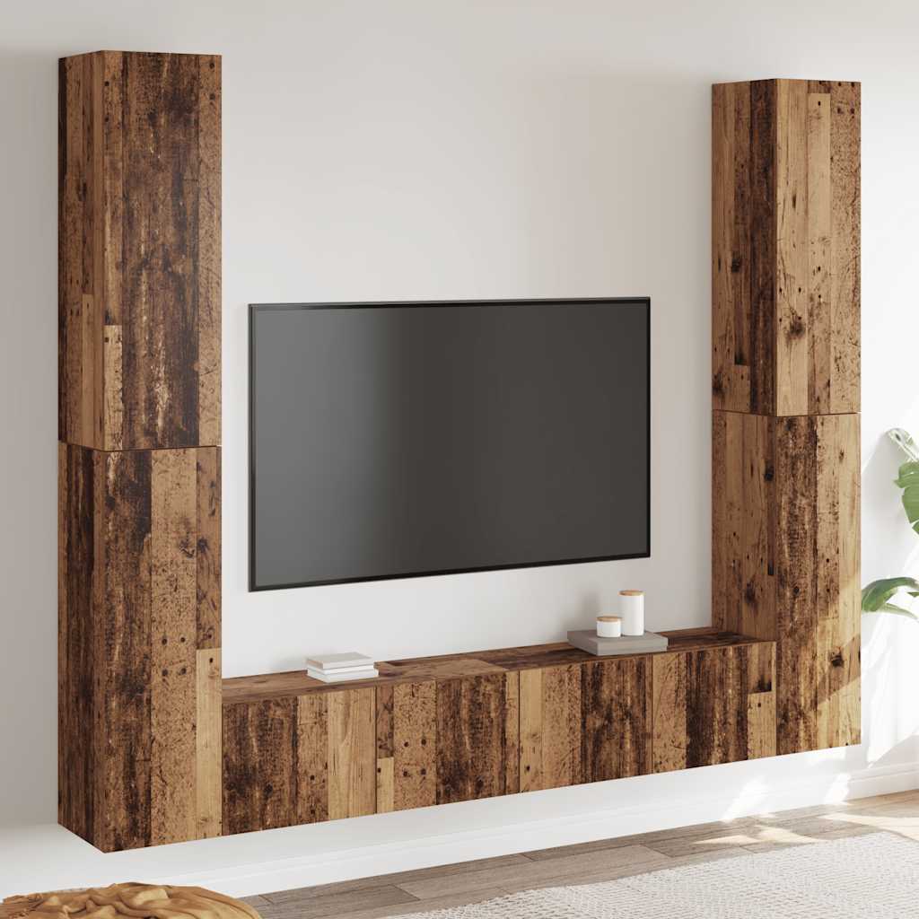 Meubles TV muraux 6 pcs vieux bois bois d'ingénierie - XIOS