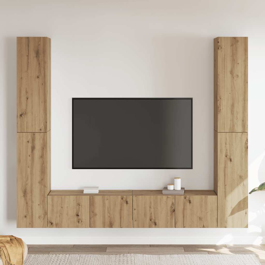 Meubles TV muraux 6 pcs chêne artisanal bois d'ingénierie - XIOS