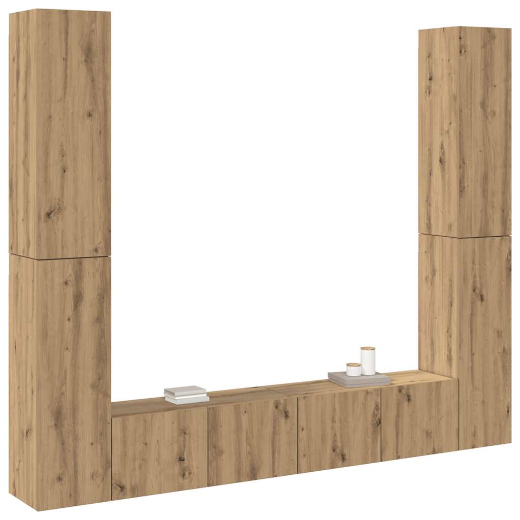 Meubles TV muraux 6 pcs chêne artisanal bois d'ingénierie - XIOS