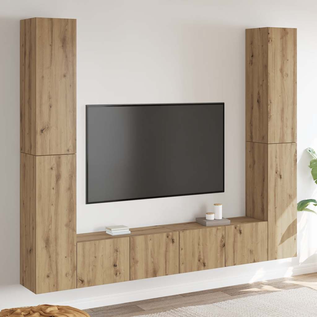 Meubles TV muraux 6 pcs chêne artisanal bois d'ingénierie - XIOS