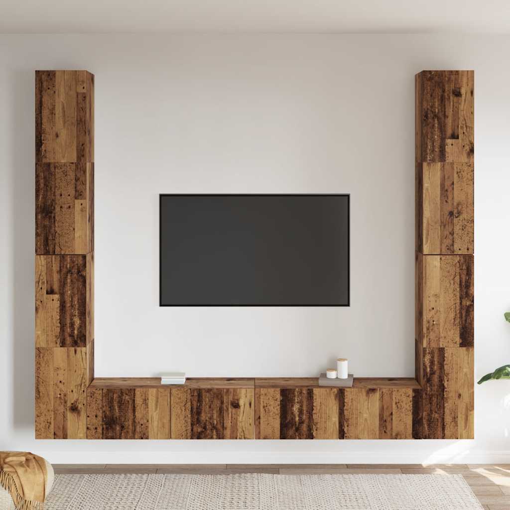 Meubles TV muraux 6 pcs vieux bois bois d'ingénierie - XIOS