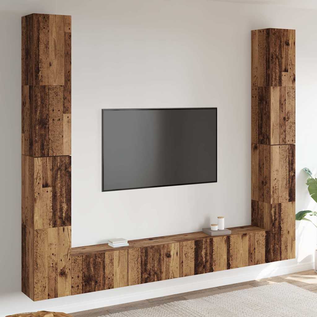 Meubles TV muraux 6 pcs vieux bois bois d'ingénierie - XIOS
