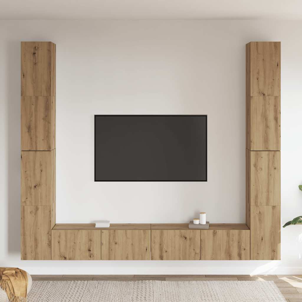Meubles TV muraux 6 pcs chêne artisanal bois d'ingénierie - XIOS