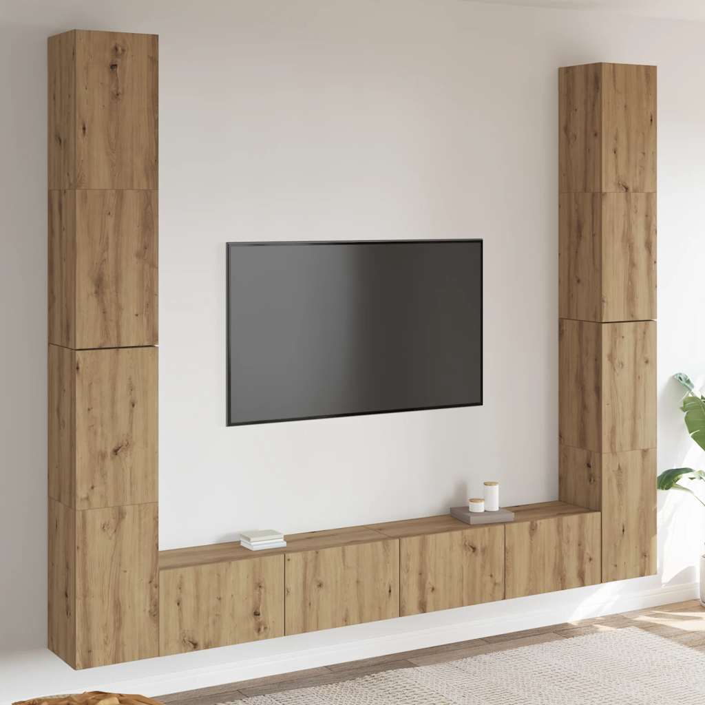Meubles TV muraux 6 pcs chêne artisanal bois d'ingénierie - XIOS