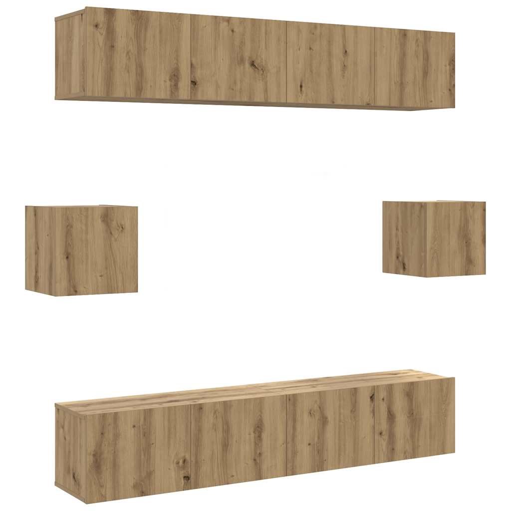Ensemble de meuble TV mural 6 pcs chêne artisanal - XIOS