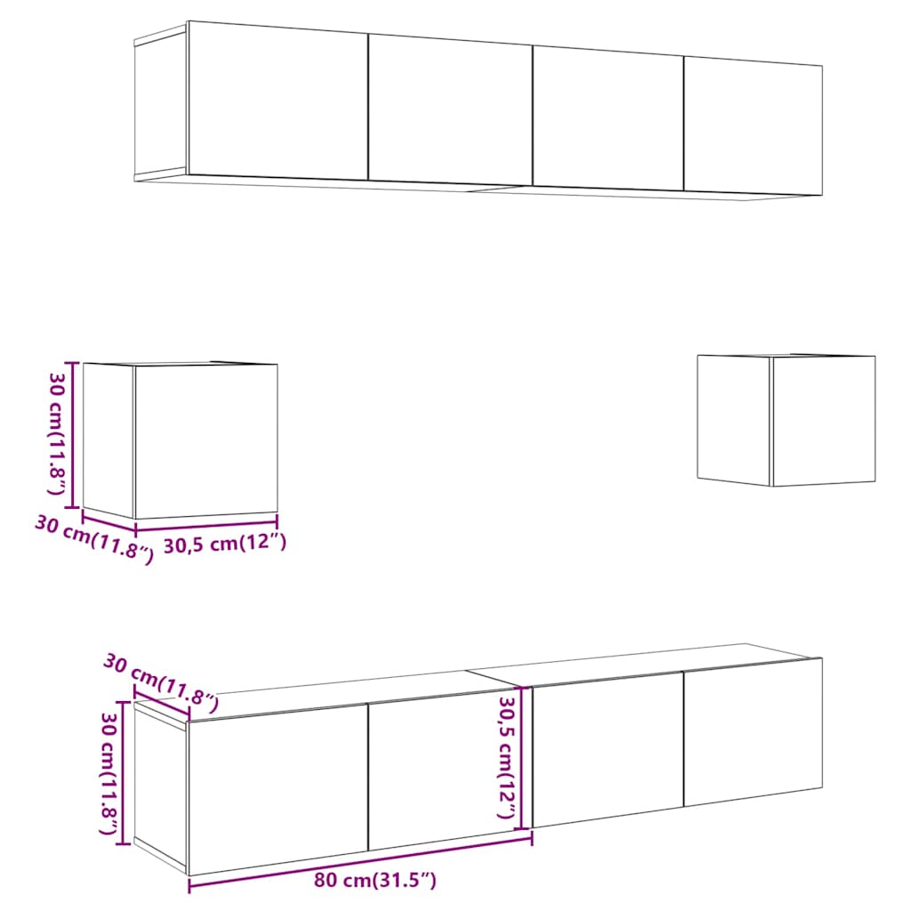 Ensemble de meuble TV mural 6 pcs chêne artisanal - XIOS