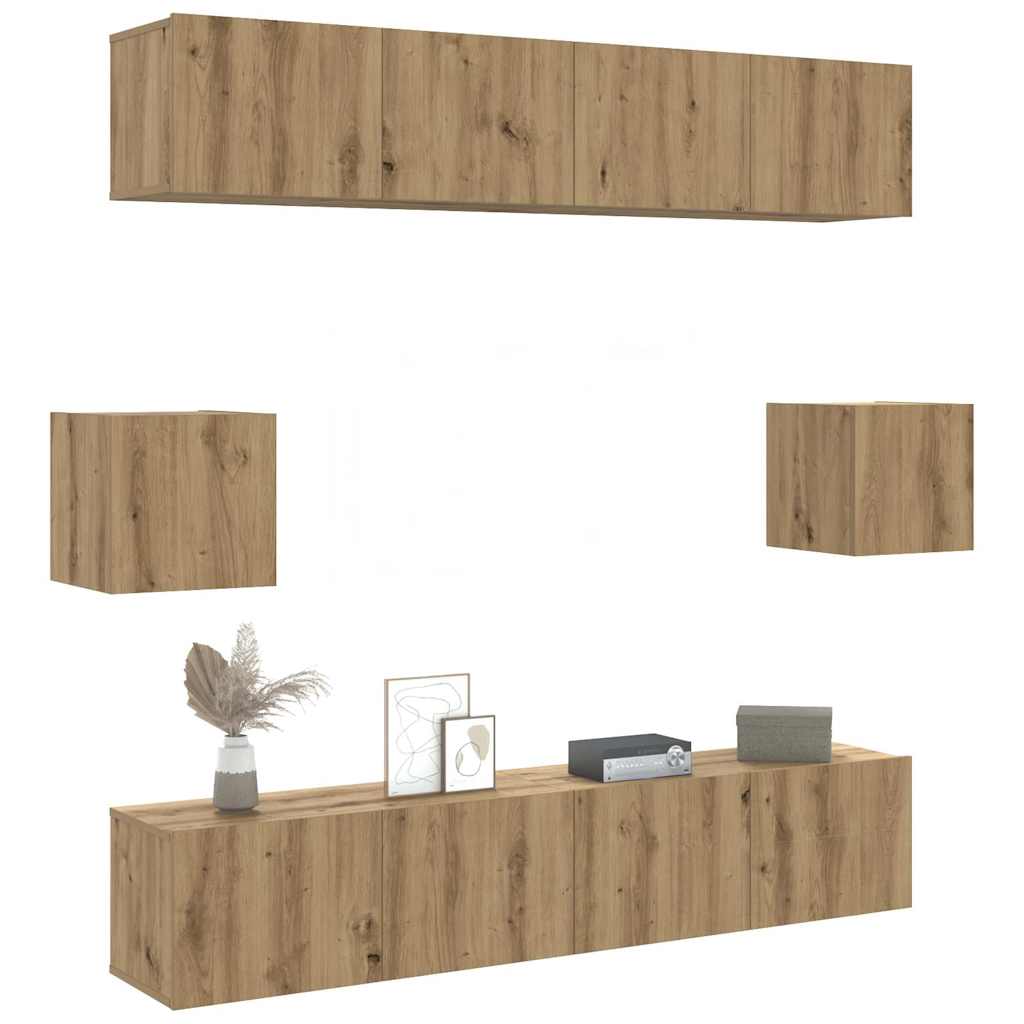 Ensemble de meuble TV mural 6 pcs chêne artisanal - XIOS