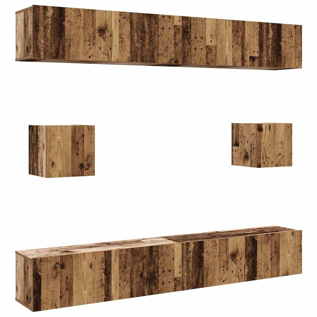 Ensemble de meuble TV mural 6 pcs vieux bois bois d'ingénierie - XIOS