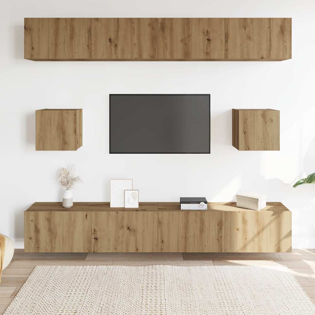 Ensemble de meuble TV mural 6 pcs chêne artisanal - XIOS