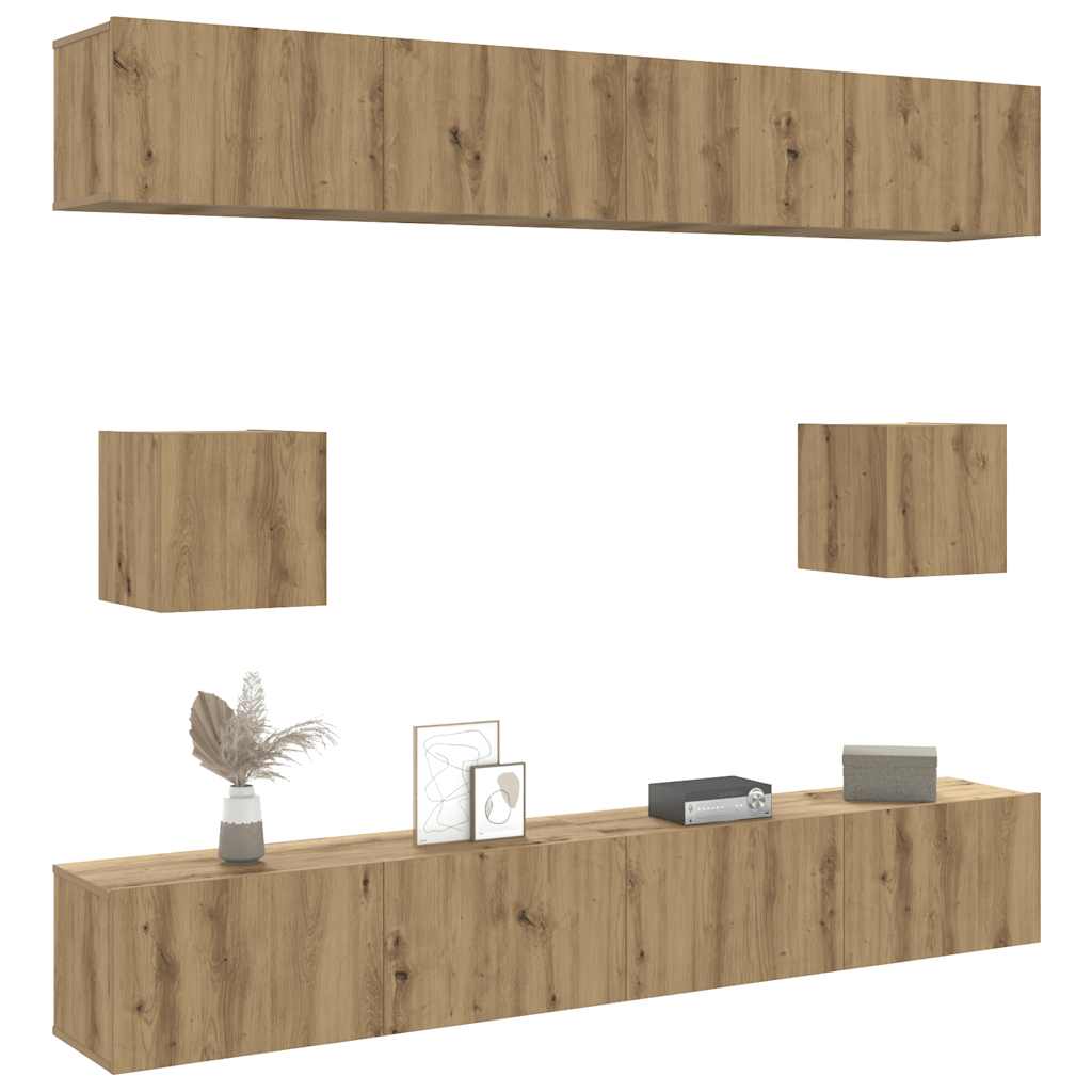 Ensemble de meuble TV mural 6 pcs chêne artisanal - XIOS