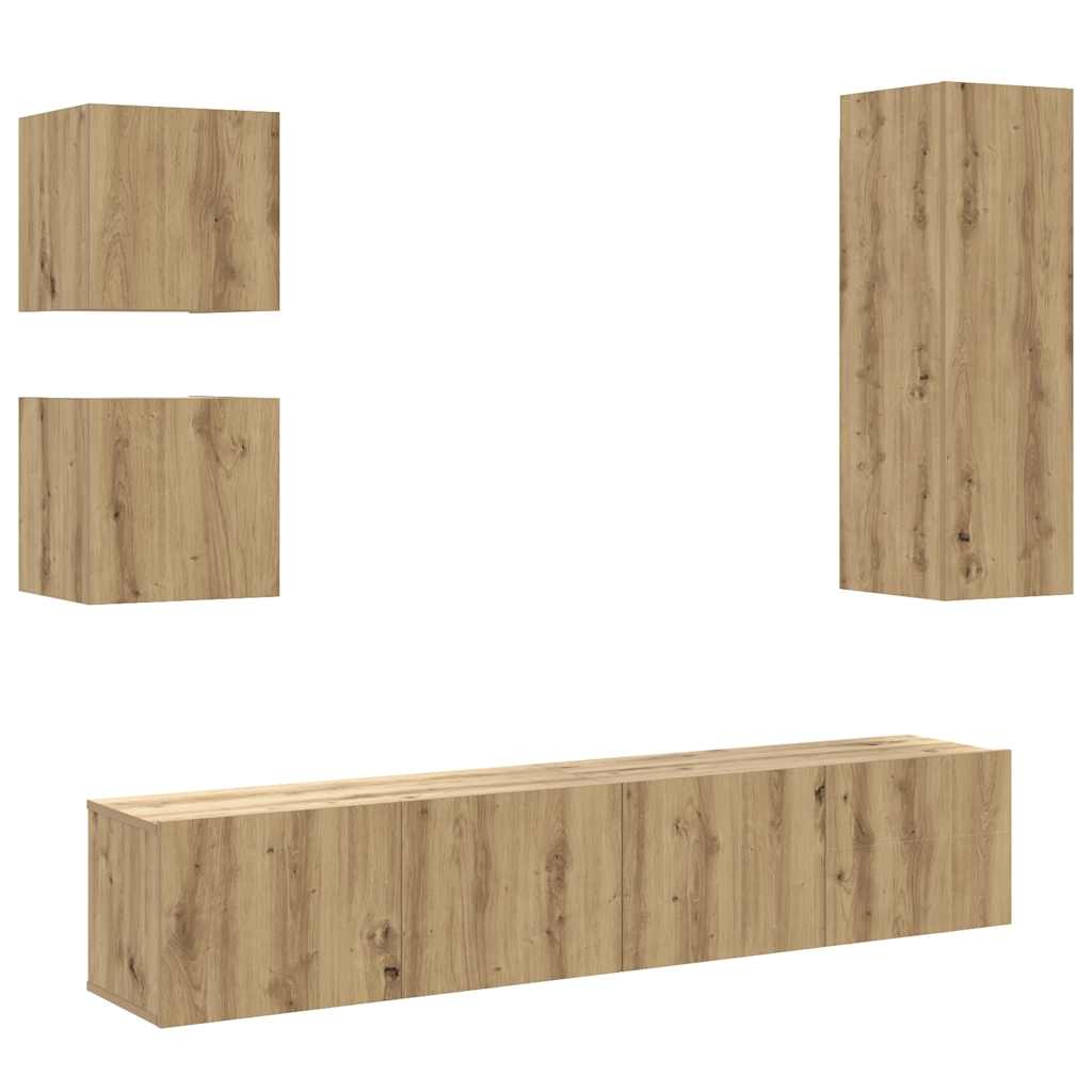 Ensemble de meuble TV mural 5 pcs chêne artisanal - XIOS